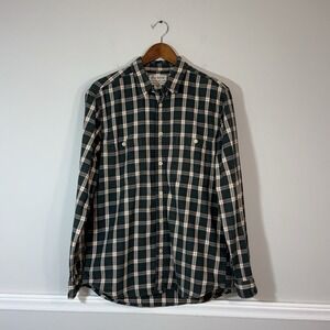 Filson Everyday Shirt Mens MD Green Cream Plaid Button Down Long Sleeve Cotton
